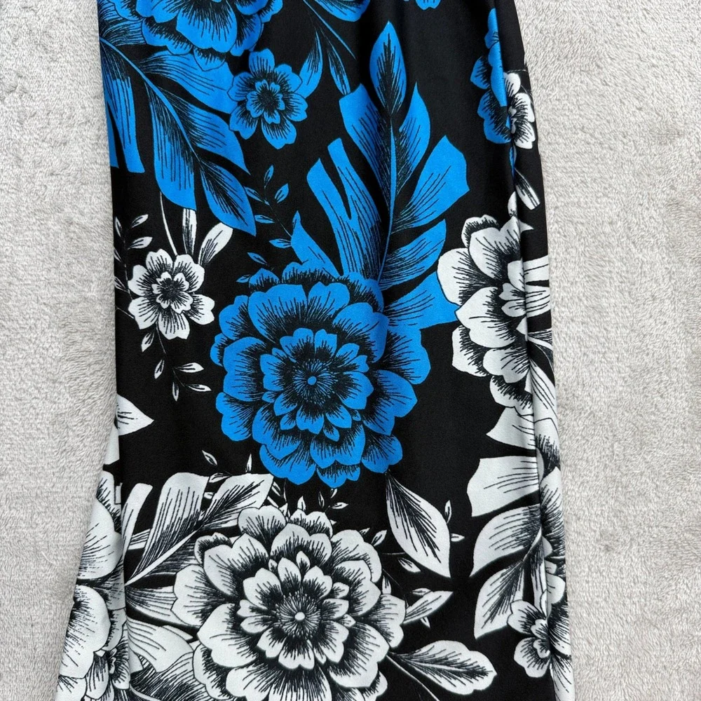 Sunny Leigh Floral Lounge Pants Womens 2X Blue Black Wide Leg Elastic Waist Boho